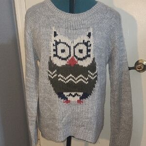 Rewind Gray Owl Design Sweater